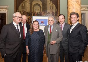 David Hockney, Julien de Beaumarchais de Rothschild, Baroness Philippine de Rothschild, 2014 label Chateau Mouton Rothschild